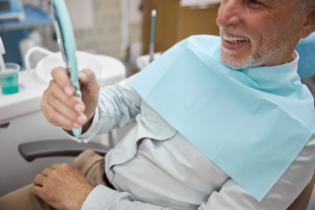 Dental patient preparing for treatment