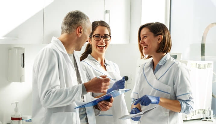 Dental colleagues discussing a patient's medical history